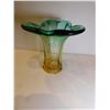 Image 3 : AQUA AND YELLOW ART GLASS VASE 7 ¾” TALL