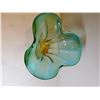Image 4 : AQUA AND YELLOW ART GLASS VASE 7 ¾” TALL
