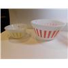 Image 3 : FEDERAL GLASS RED, YELLOW AND NO STRIPE SERVING BOWLS