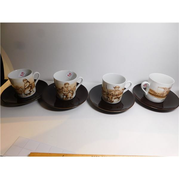 SET OF 4 NETHERLANDS, CUP AND SAUCER, CAPPUCCINO SIZE
