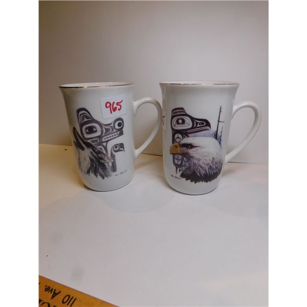 WEST COAST DESIGN COFFEE MUGS, EAGLE AND WOLF