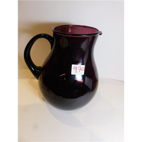 AMETHYST ART GLASS PITCHER 7 ¾ “TALL