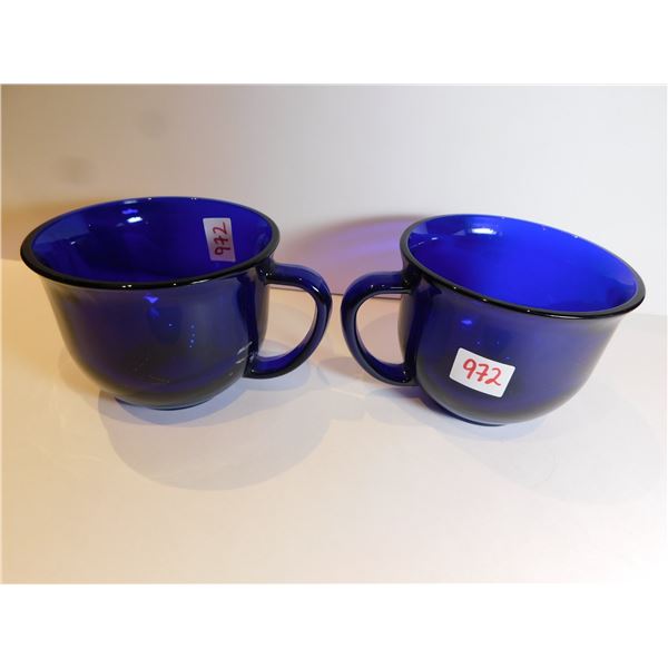 2-LARGE COBALT BLUE COFFEE MGS