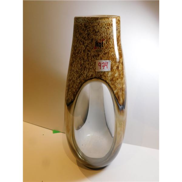 15” TALL TORTESSHELL HQT HANDMADE WINDOW VASE
