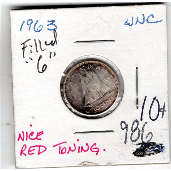 1963 FILLED “6” 10 CENT