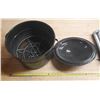 Image 5 : Collection of household items, including a large black cooking pot with a lid, a silver laminator, a