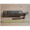 Image 1 : Antique brass fire extinguisher manufactured by the Pyrene Company.