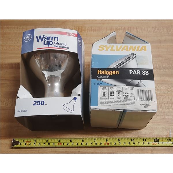 Warm Up Infrared Heatlamp and Sylvania Halogen.