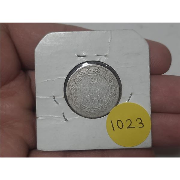 1870 New Foundland 20 Cents Coin.