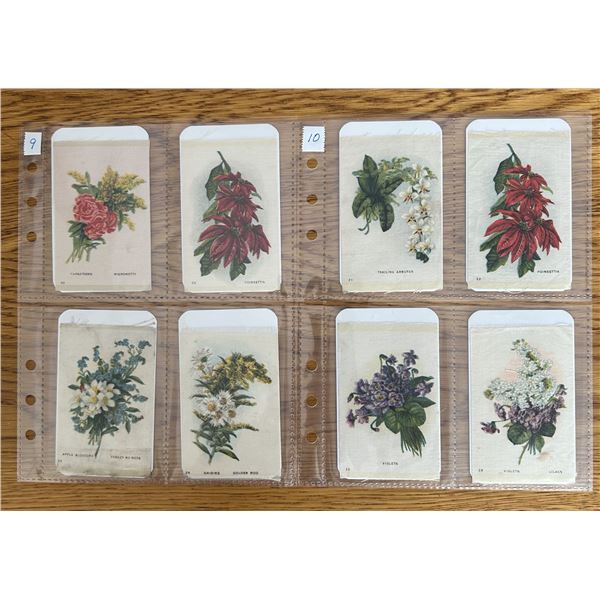 8 Antique Tobacco Silks Featuring Flower Design.
