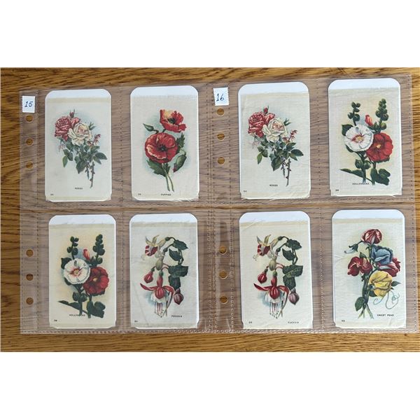 8 Antique Tobacco Silks Featuring Flower Design.
