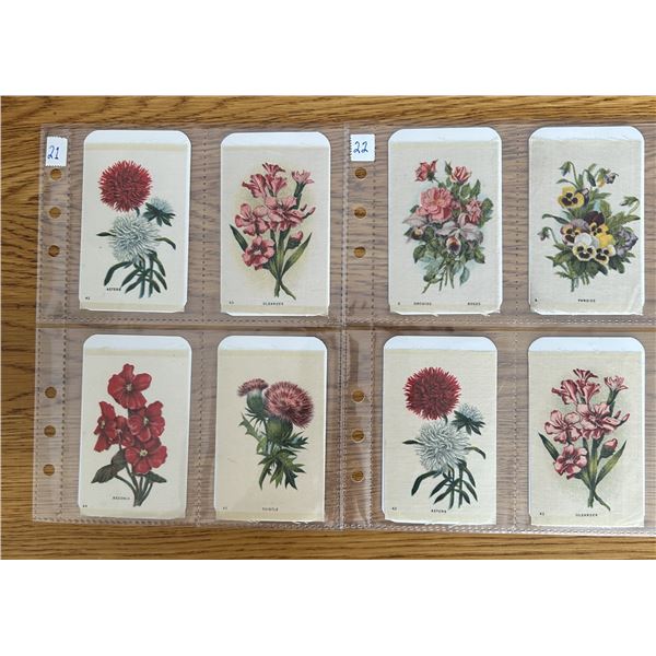 8 Antique Tobacco Silks Featuring Flower Design.