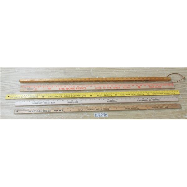 Collection of 5 Different Advertising Yard Sticks