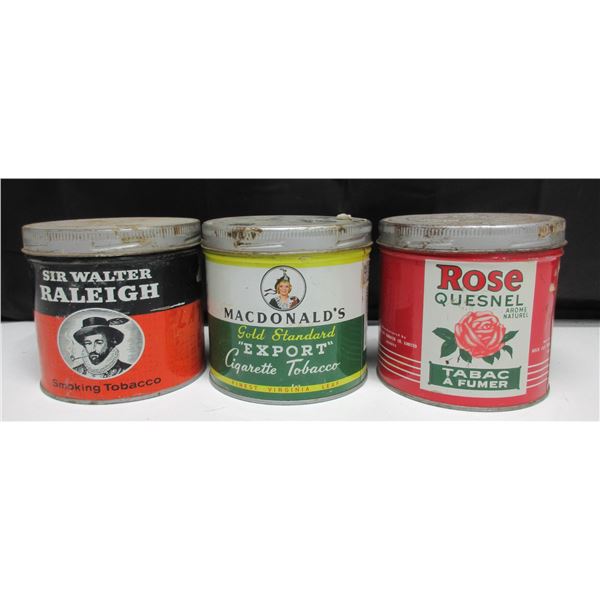 3 Different Round Tabacco Tins