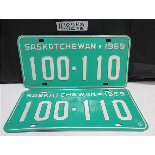 Pair of 1969 Saskatchewan License Plates
