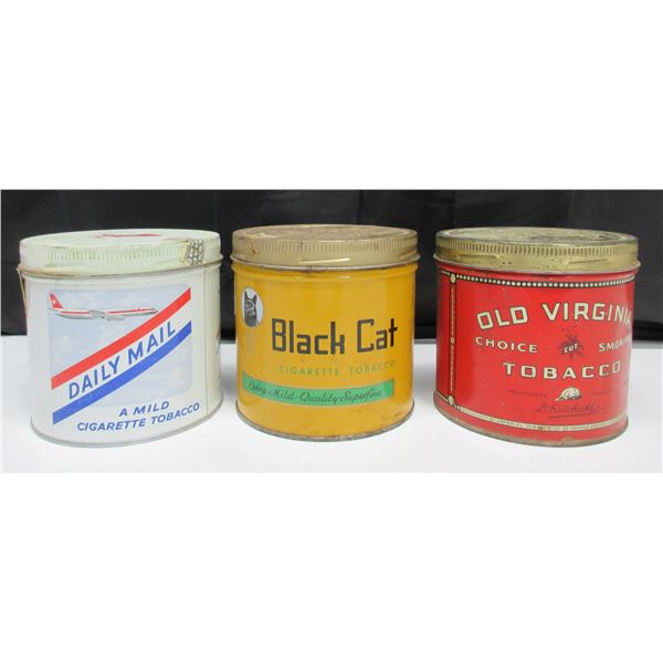 3 Different Round Tabacco Tins