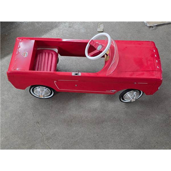 Vintage red ford mustang pedal car- 39" by 13" by 13"H