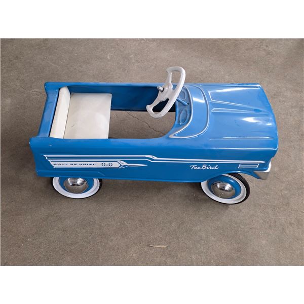 Vintage blue tee bird pedal car- 32" by 14" by13"H