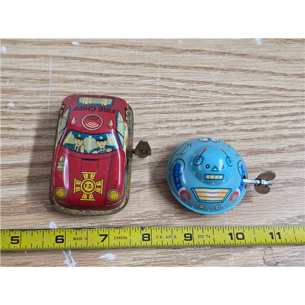 2 vintage wind up toys- with keys- 2" and 3"L