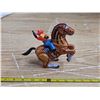 Image 1 : Wind up horse and cowboy toy- MTU - made in korea- 6"L