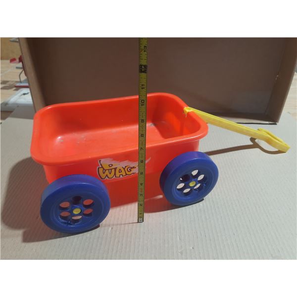Vintage plastic toy wagon, likely manufactured by Gay Toys.