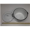 Image 2 : Vintage White and Black Enamelware Stock Pot.
