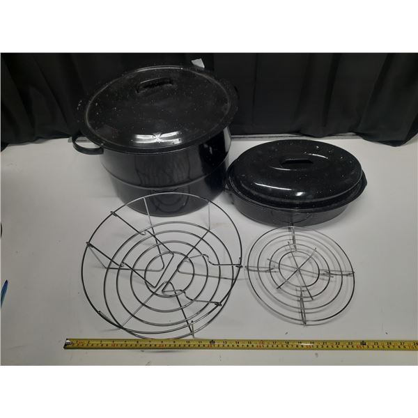 (2) Black Enamel Canning Pot.