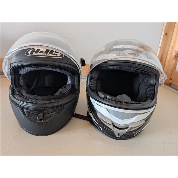 Two Full-Face Snowmobile Helmets, Size Medium, HJC is electric
