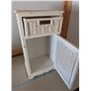 Image 2 : Distressed Nightstand with Wicker Drawer and Door