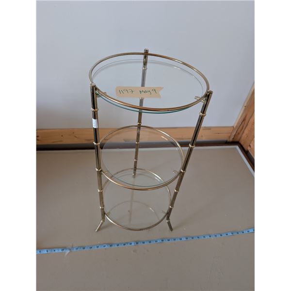 Tiered Brass Stand with Glass Shelves