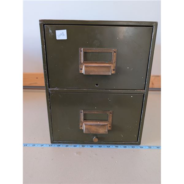 Metal Two Drawer Card Filing Cabinet