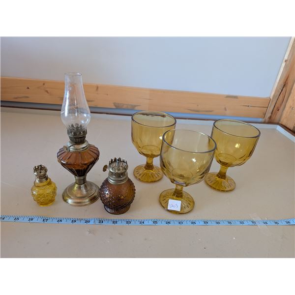 Amber Goblets and Miniature Lamps
