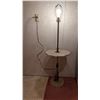 Image 1 : Floor Lamp with Stone-like Table and Base, Brass Details
