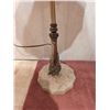 Image 3 : Floor Lamp with Stone-like Table and Base, Brass Details