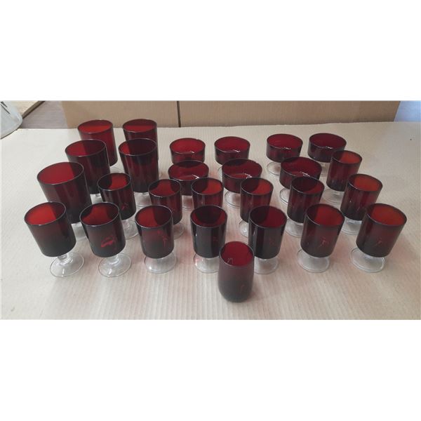 Vintage Cranberry Glass Dessert Dishes - (27)