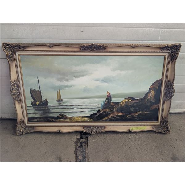 Antique Maritime Painting Original Signed R. King. 56"x31"
