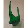 Image 2 : Vintage Canada Alta Glass Basket Vase Green.