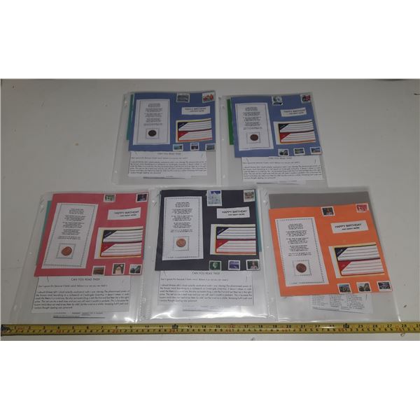 Lot of Greeting Cards with Penny and Stamps.