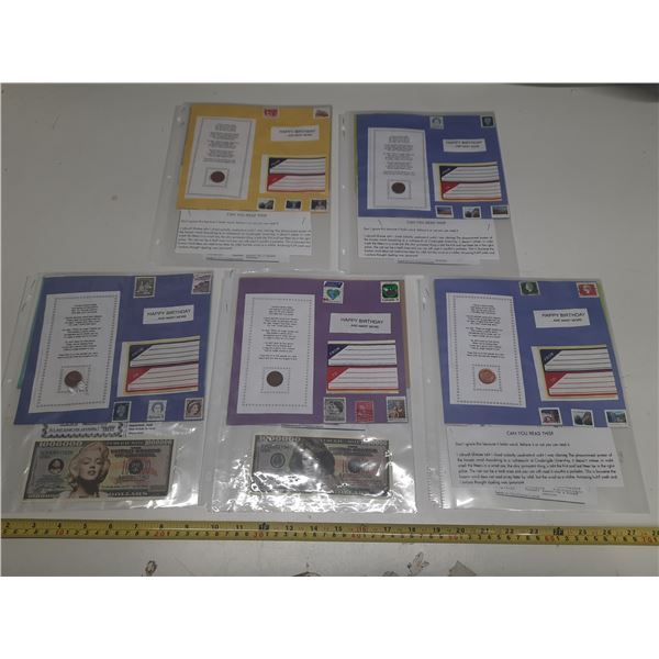 Lot of Greeting Cards with Penny and Stamps.