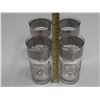 Image 6 : Vintage crystal drink set, featuring a ships decanter with a wide base and four drinking glasses ado