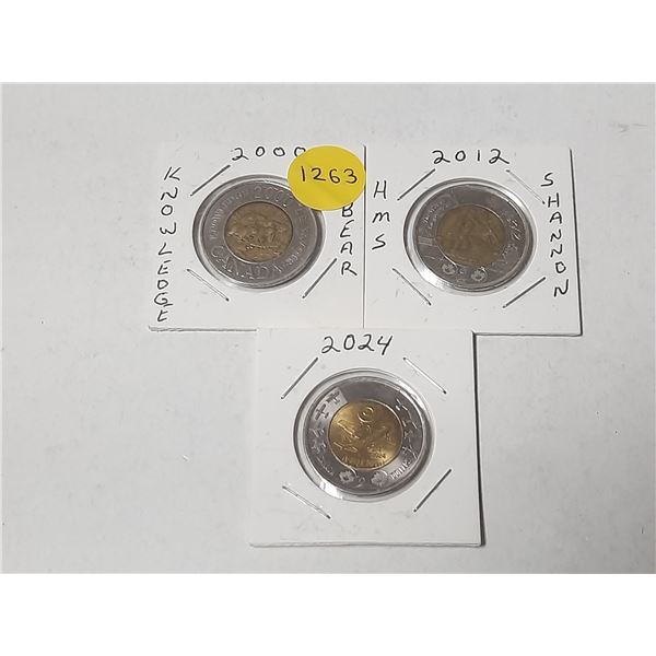 2000 "Knowledge", 2012 HMS Shannon Frigat, 2024  Air Force (RCAF) (Uncolured) Canadian Two Dollar Co