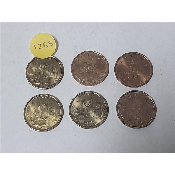 (6) Canadain Proof Like Special One Dollar Coins.