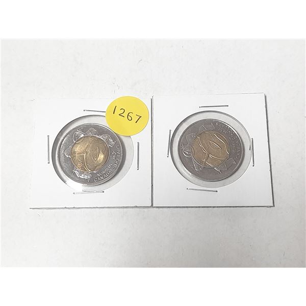 (2) 1999 Canadian $2 Nunavut Commemorative Toonies.