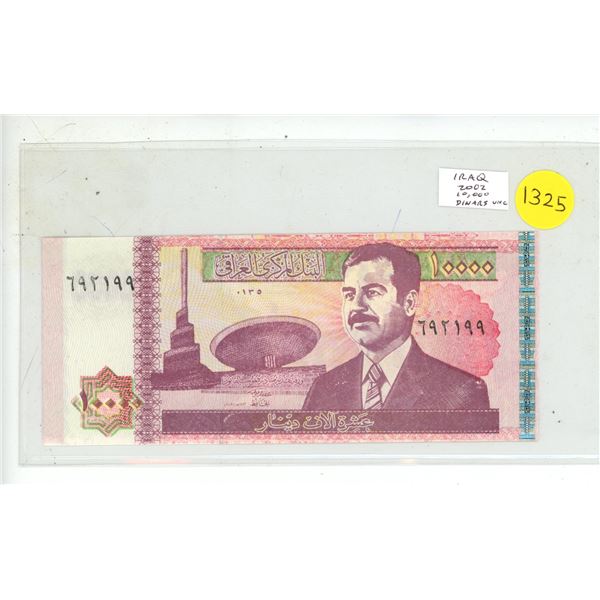 Iraq. 2002 10,000 Dinars. Saddam Hussein. Uncirculated.