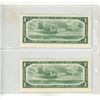 Image 2 : Set of 2 Consecutive Serial Number 1954 Modified Portrait $1 Replacement notes. Beattie-Rasminsky si