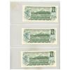 Image 2 : Set of 3 Consecutive Serial Number 1973 $1. Notes. Crow-Bouey signatures. AMZ Prefix. BC-46b. Serial