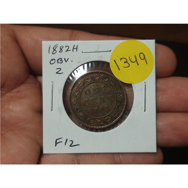 1882H Canadian Victorian Large Cent. Obverse 2 (double chin). F12. Cleaned.