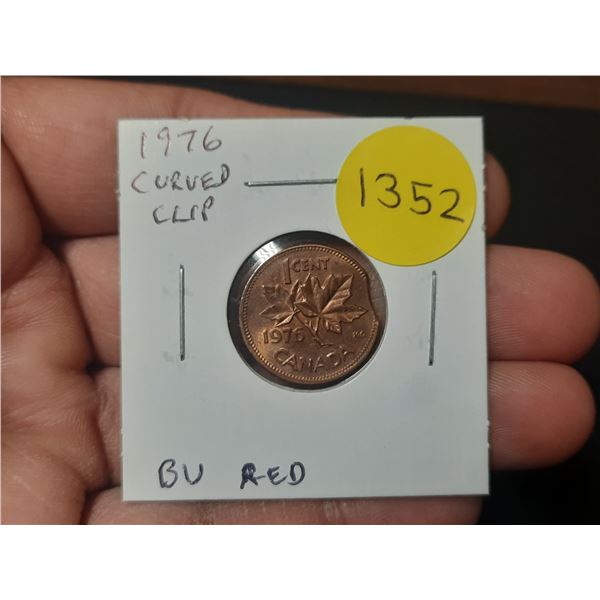 1976 Curved Clip Small Cent. Blakesley Effect. BU Red.