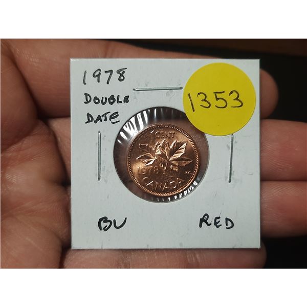 1978 Double Date Small Cent. BU Red.