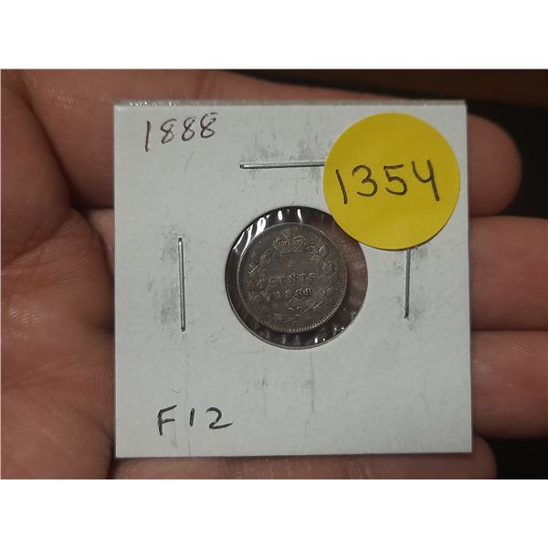 1888 Canadian Victorian Silver 5 Cents. F12.